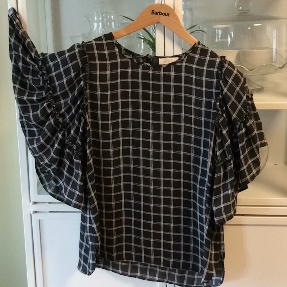 Black & White Check LOFT Outlet Small Shirt - Picture 2 of 8